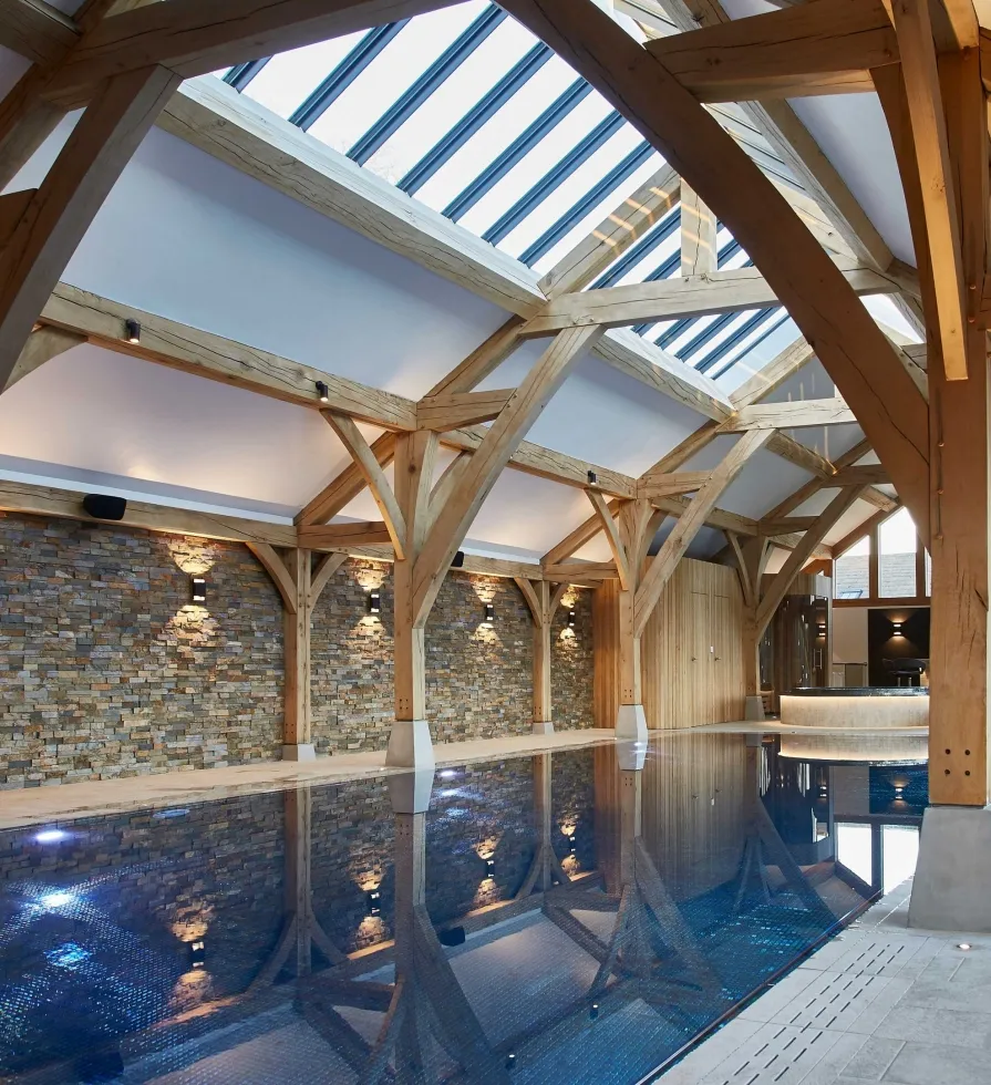 Oak framed swimming pool building Cheshire